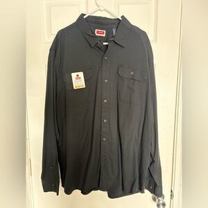NWT Wrangler Men's Casual Black Button Down Shirt 2XL